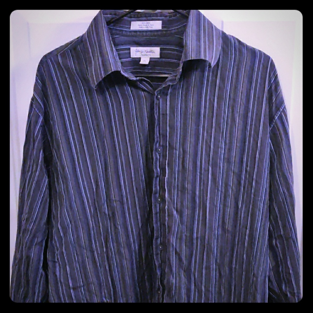 Nordstrom Blue Stripe Button-Up - XL